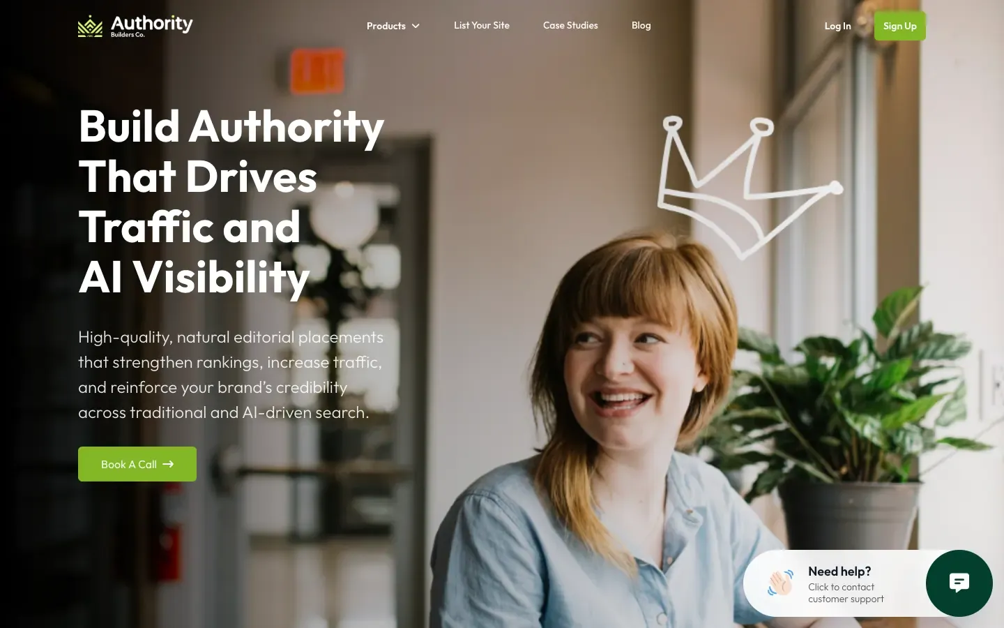 Authority Builders homepage, above the fold