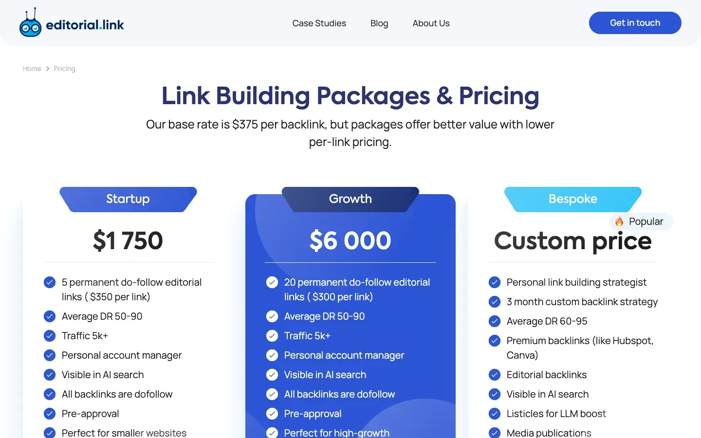 Editorial.Link: editorial.link/pricing as it looked when we checked