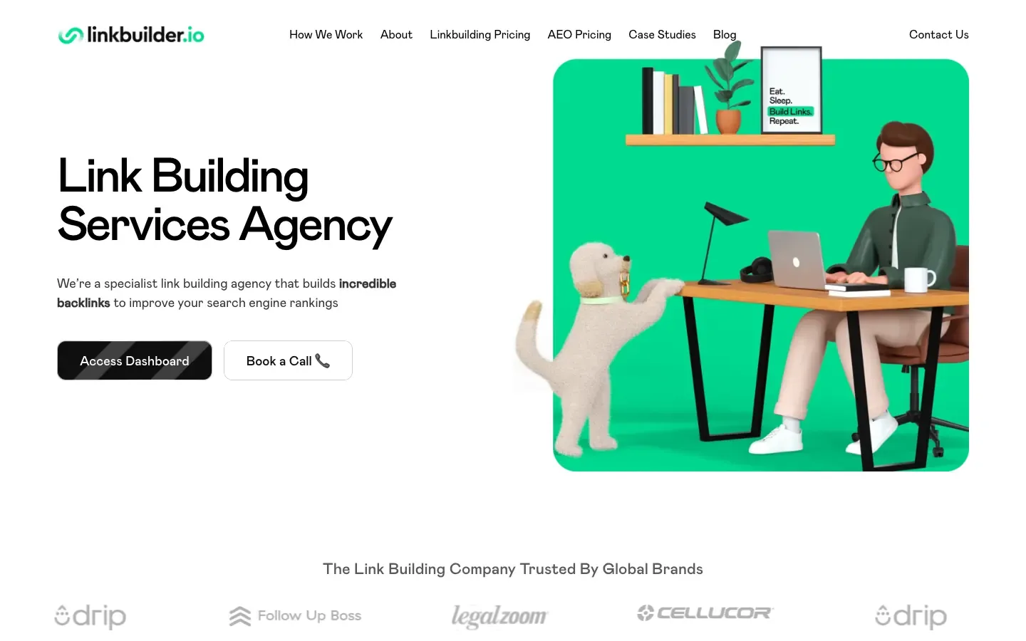 LinkBuilder.io homepage, above the fold