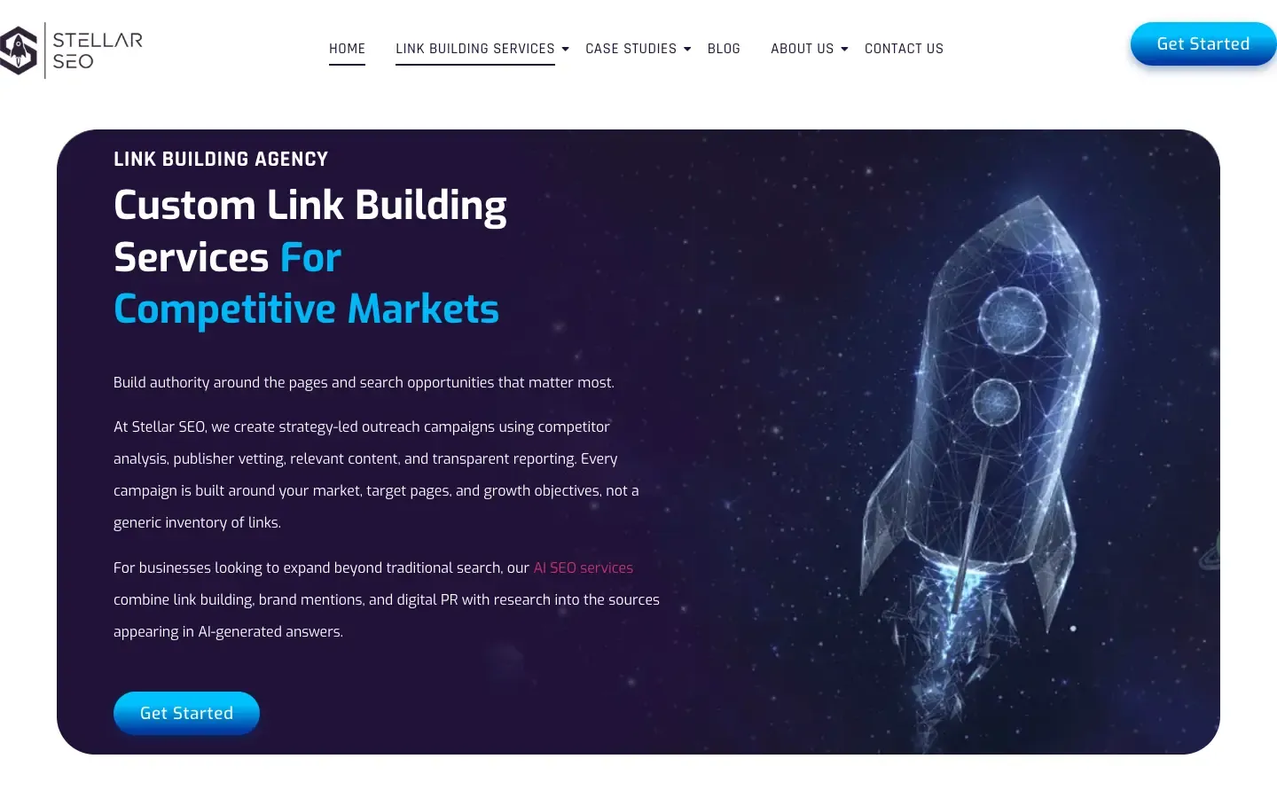 Stellar SEO homepage, above the fold