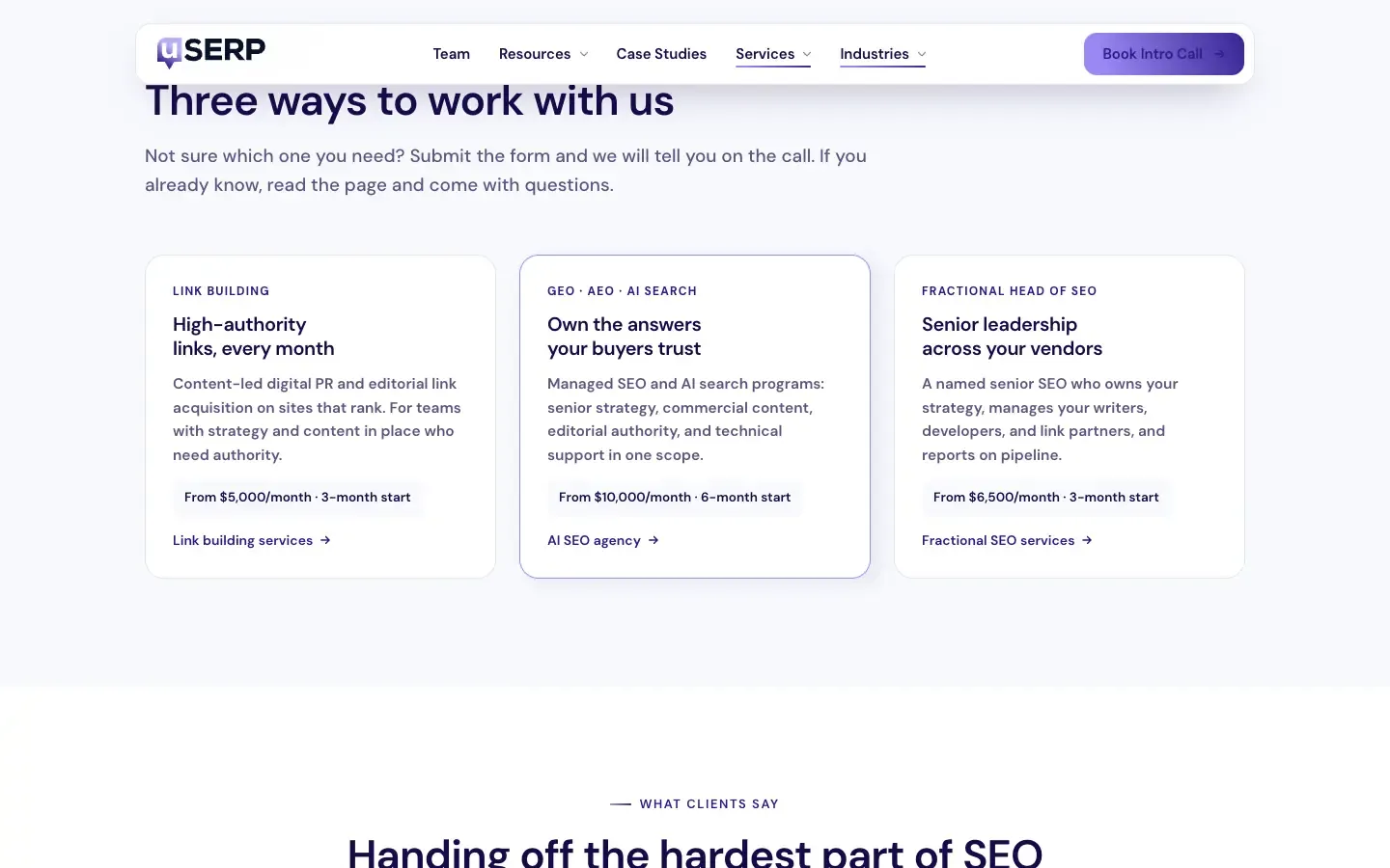 uSERP: userp.io/start, pricing block as it looked when we checked